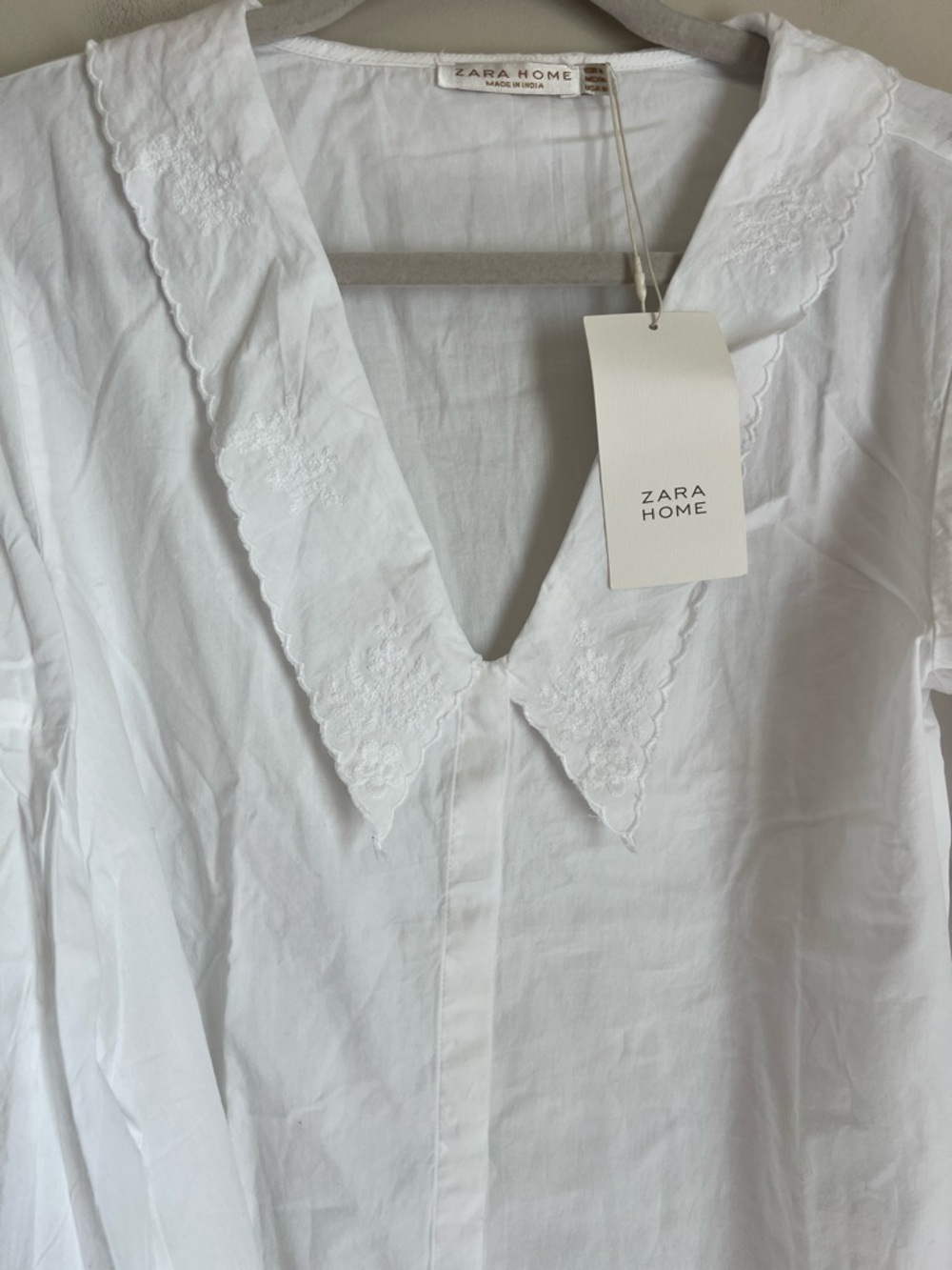 NWT Zara White Blouse Peter Pan Collar Lace Balloon Sleeves Sz M - Picture 4 of 10